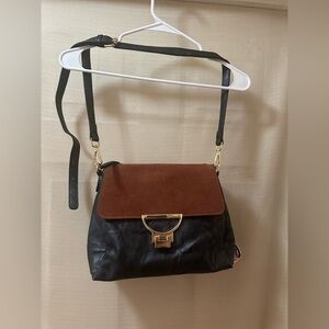 Miss Caprice Black & Brown Faux Leather Adjustable Crossbody Bag Vintage Y2K